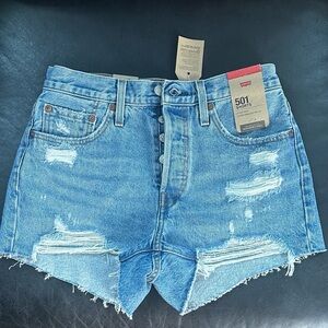Levi's Light Blue Distressed Jean Shorts